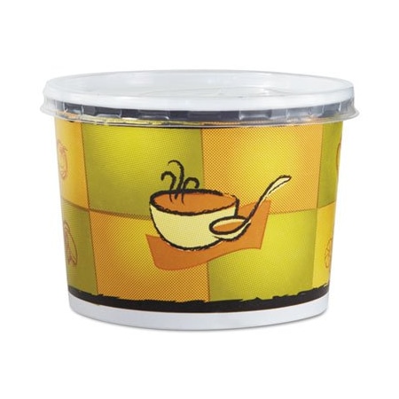 Huhtamaki Chinet, Streetside Squat Paper Food Container W/ Lid, Streetside Design, 250PK 70412
